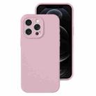 For iPhone 12 Pro Precise Hole Liquid Silicone Jelly Color Full Coverage Phone Case(Sand Pink) - 1