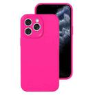 For iPhone 11 Pro Max Precise Hole Liquid Silicone Jelly Color Full Coverage Phone Case(Brilliant Pink) - 1