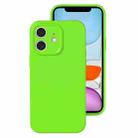 For iPhone 11 Precise Hole Liquid Silicone Jelly Color Full Coverage Phone Case(Fluorescent Green) - 1