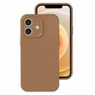 For iPhone 12 Precise Hole Liquid Silicone Jelly Color Full Coverage Phone Case(Khaki) - 1