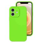 For iPhone 12 Precise Hole Liquid Silicone Jelly Color Full Coverage Phone Case(Fluorescent Green) - 1