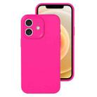 For iPhone 12 Precise Hole Liquid Silicone Jelly Color Full Coverage Phone Case(Brilliant Pink) - 1