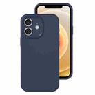 For iPhone 12 Precise Hole Liquid Silicone Jelly Color Full Coverage Phone Case(Midnight Blue) - 1