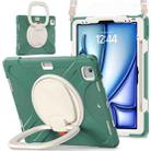 For iPad Air 13 2024 Silicone Hybrid PC Tablet Case with Holder & Shoulder Strap(Emerald Green) - 1