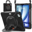 For iPad Air 13 2024 Silicone Hybrid PC Tablet Case with Holder & Shoulder Strap(Black) - 1