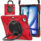 For iPad Air 13 2024 Silicone Hybrid PC Tablet Case with Holder & Shoulder Strap(Red) - 1