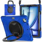 For iPad Air 13 2024 Silicone Hybrid PC Tablet Case with Holder & Shoulder Strap(Blue) - 1