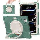 For iPad Pro 13 2024 Silicone Hybrid PC Tablet Case with Holder & Shoulder Strap(Emerald Green) - 1