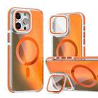 For iPhone 12 Pro Max MagSafe Gradient Color Lens Film Phone Case with Lens Fold Holder(Orange) - 1