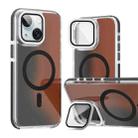 For iPhone 14 / 13 MagSafe Gradient Color Lens Film Phone Case with Lens Fold Holder(Black) - 1