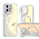 For iPhone 14 Pro MagSafe Gradient Color Lens Film Phone Case with Lens Fold Holder(White) - 1