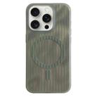 For iPhone 15 Pro Max Striped Skin Feel Magnetic Magsafe Phone Case(Green) - 1