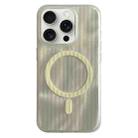 For iPhone 15 Pro Striped Skin Feel Magnetic Magsafe Phone Case(Yellow) - 1