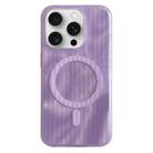 For iPhone 15 Pro Striped Skin Feel Magnetic Magsafe Phone Case(Purple) - 1