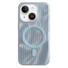 For iPhone 13 Striped Skin Feel Magnetic Magsafe Phone Case(Blue) - 1