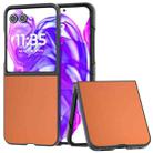 For Motorola Razr 50 Ultra PU Leather Black Frame Full Coverage Phone Case(Orange) - 1