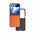 For Motorola Razr 50 PU Leather Black Frame Full Coverage Phone Case(Orange) - 1