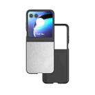 For Motorola Razr 50 PU Leather Black Frame Full Coverage Phone Case(Silver) - 1