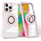 For iPhone 16 Pro Max Magnetic Rotating Ring Holder Phone Case(Pink) - 1