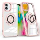 For iPhone 16 Plus Magnetic Rotating Ring Holder Phone Case(Pink) - 1