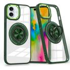 For iPhone 16 Plus Magnetic Rotating Ring Holder Phone Case(Dark Green) - 1