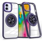 For iPhone 16 Plus Magnetic Rotating Ring Holder Phone Case(Dark Purple) - 1