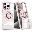 For iPhone 15 Pro Magnetic Rotating Ring Holder Phone Case(Pink) - 1