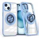 For iPhone 15 Plus Magnetic Rotating Ring Holder Phone Case(Light Blue) - 1