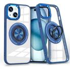 For iPhone 15 Magnetic Rotating Ring Holder Phone Case(Dark Blue) - 1