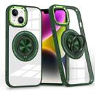 For iPhone 14 Plus Magnetic Rotating Ring Holder Phone Case(Dark Green) - 1