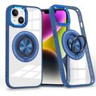For iPhone 14 Plus Magnetic Rotating Ring Holder Phone Case(Dark Blue) - 1