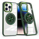 For iPhone 14 Pro Magnetic Rotating Ring Holder Phone Case(Dark Green) - 1