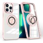 For iPhone 13 Pro Max Magnetic Rotating Ring Holder Phone Case(Pink) - 1