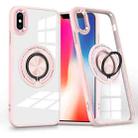 For iPhone XS / X Magnetic Rotating Ring Holder Phone Case(Pink) - 1