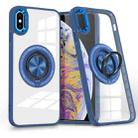 For iPhone XS Max Magnetic Rotating Ring Holder Phone Case(Dark Blue) - 1