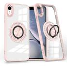 For iPhone XR Magnetic Rotating Ring Holder Phone Case(Pink) - 1