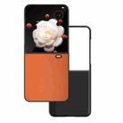 For Honor Magic V Flip PU Leather Black Frame Full Coverage Phone Case(Orange) - 1