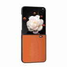 For Honor Magic V Flip PU Leather Black Frame Full Coverage Phone Case(Orange) - 2