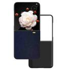 For Honor Magic V Flip PU Leather Black Frame Full Coverage Phone Case(Dark Blue) - 1