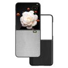 For Honor Magic V Flip PU Leather Black Frame Full Coverage Phone Case(Silver) - 1