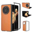 For Honor Magic V3 PU Leather Black Frame Full Coverage Phone Case(Orange) - 1