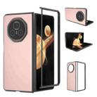 For Honor Magic V3 PU Leather Black Frame Full Coverage Phone Case(Light Pink) - 1