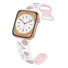 For Apple Watch SE 2023 44mm Two-color Rose Engraved Silicone Watch Band(White Pink) - 1