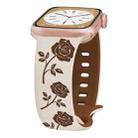 For Apple Watch SE 2023 44mm Two-color Rose Engraved Silicone Watch Band(Starlight Caramel) - 2