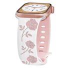 For Apple Watch SE 2023 40mm Two-color Rose Engraved Silicone Watch Band(White Pink) - 2