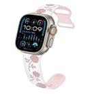 For Apple Watch Ultra 2 49mm Two-color Rose Engraved Silicone Watch Band(White Pink) - 1