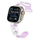 For Apple Watch Ultra 2 49mm Two-color Rose Engraved Silicone Watch Band(White Purple) - 1