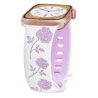 For Apple Watch Ultra 2 49mm Two-color Rose Engraved Silicone Watch Band(White Purple) - 2