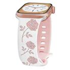 For Apple Watch Series 9 41mm Two-color Rose Engraved Silicone Watch Band(White Pink) - 2