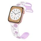 For Apple Watch Series 9 41mm Two-color Rose Engraved Silicone Watch Band(White Purple) - 1